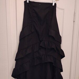 Romwe | Goth Long Maxi Skirt, High Low Design With Ruffle Hem | Womens sz Small